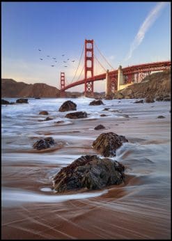 Stone Beach In Front Of Golden Gate Bridge