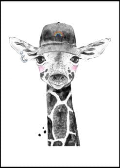 Cute Giraffe With A Cap Painting