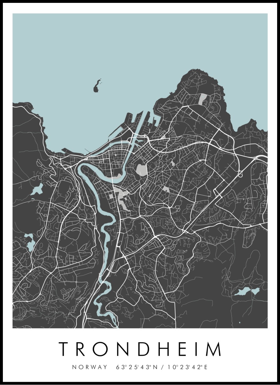 Talje Lure spænding Map of Trondheim Plakat nr.2 - Posteryard Danmark